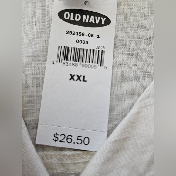 NWT - Linen Old Navy Button Down Light Tan Shirt - Size XXL - Picture 6 of 11